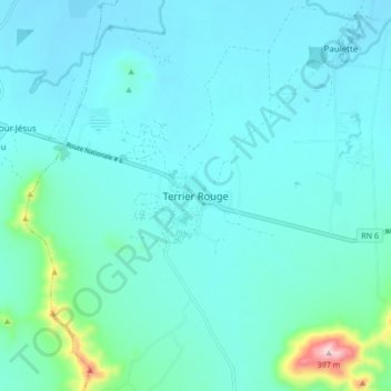 Carte topographique Terrier-Rouge, altitude, relief