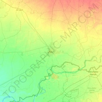 Carte topographique Narowal, altitude, relief