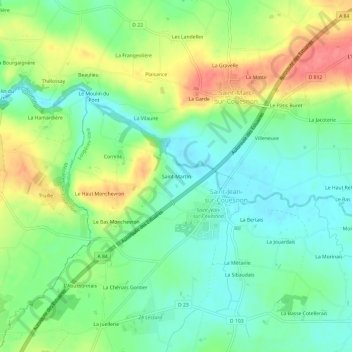 Carte topographique Saint-Martin, altitude, relief