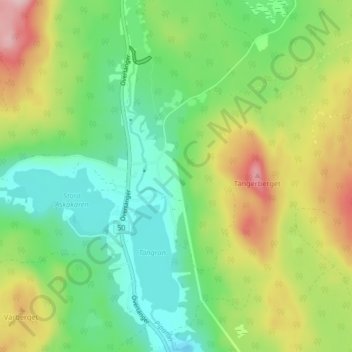 Carte topographique Övertänger, altitude, relief