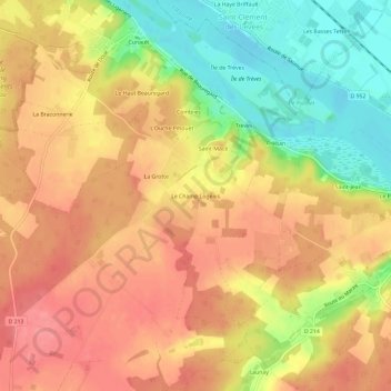 Carte topographique Le Champ Logeais, altitude, relief