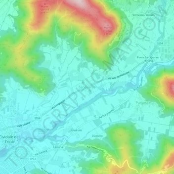 Carte topographique Sanguarzo, altitude, relief