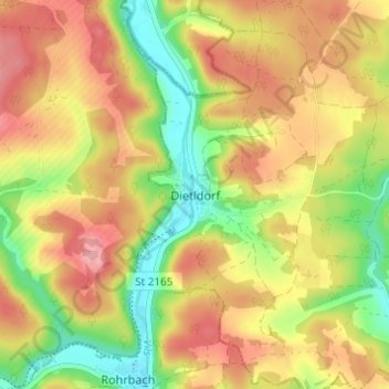 Carte topographique Dietldorf, altitude, relief