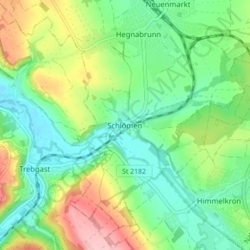 Carte topographique Schlömen, altitude, relief