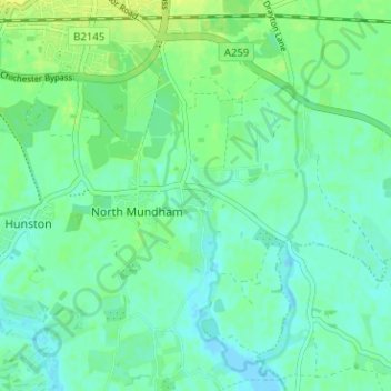 Carte topographique Runcton, altitude, relief