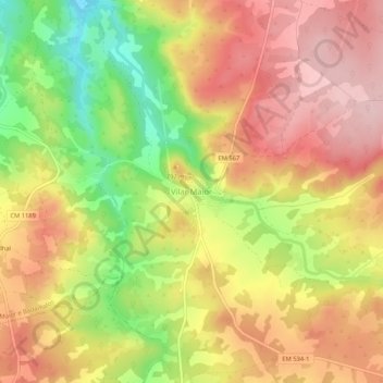 Carte topographique Vilar Maior, altitude, relief