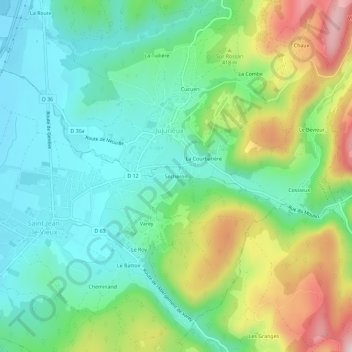 Carte topographique Sécheron, altitude, relief