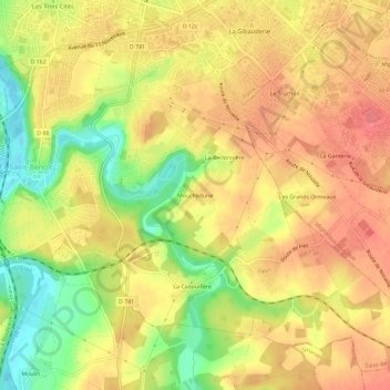 Carte topographique Mouchedune, altitude, relief