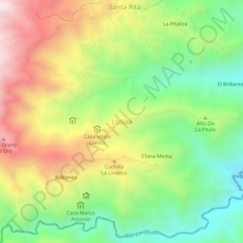 Carte topographique Lisboa, altitude, relief