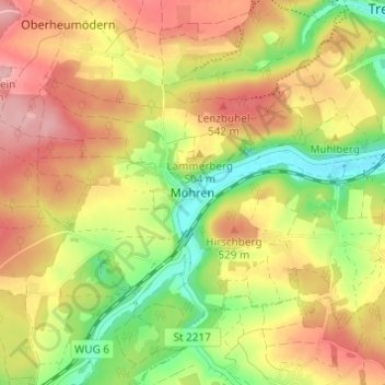 Carte topographique Möhren, altitude, relief