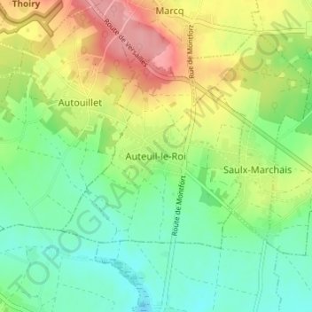 Carte topographique Auteuil-le-Roi, altitude, relief