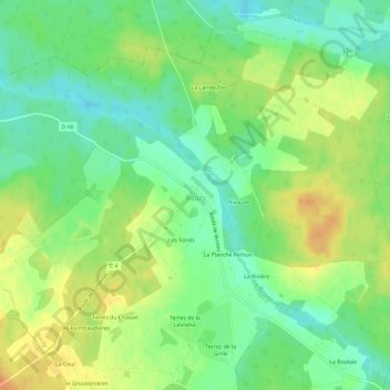 Carte topographique Le Bourg, altitude, relief