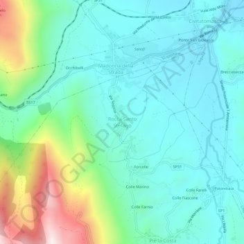 Carte topographique Rocca Santo Stefano, altitude, relief