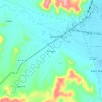 Carte topographique Titinpujo, altitude, relief