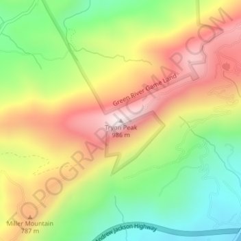 Carte topographique Tryon Peak, altitude, relief