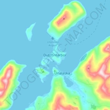 Carte topographique Dutch Harbor, altitude, relief