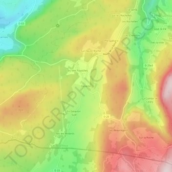 Carte topographique Désertin, altitude, relief