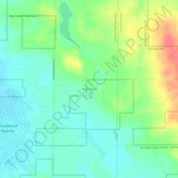 Carte topographique Buck Trails, altitude, relief