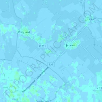 Carte topographique Dykhusen, altitude, relief