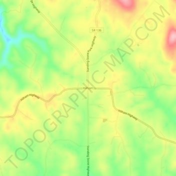 Carte topographique Hilham, altitude, relief
