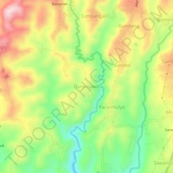 Carte topographique Durensawit, altitude, relief