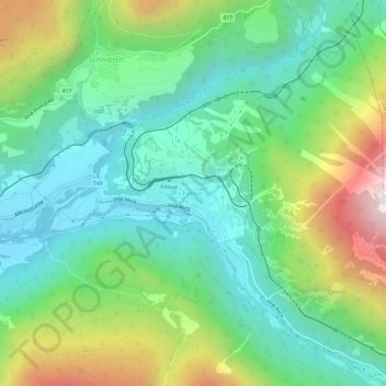 Carte topographique Filisur, altitude, relief