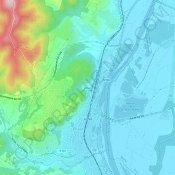 Carte topographique Joviac, altitude, relief