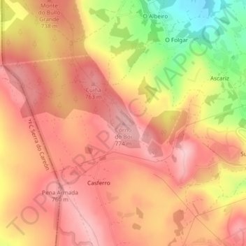 Carte topographique Corno do Boi, altitude, relief