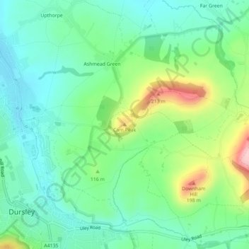 Carte topographique Cam Peak, altitude, relief