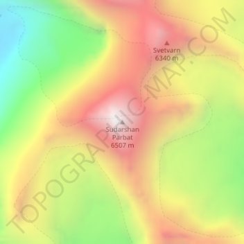 Carte topographique Sudarshan Parbat, altitude, relief