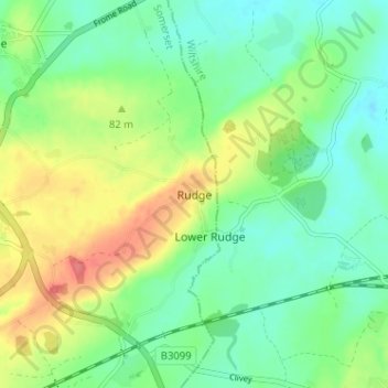 Carte topographique Rudge, altitude, relief