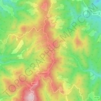 Carte topographique Poggio Spaccato, altitude, relief