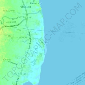 Carte topographique San Antonio, altitude, relief