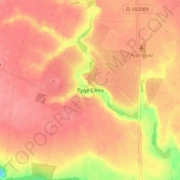 Carte topographique Rude Selo, altitude, relief