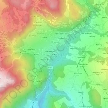 Carte topographique Cotteret, altitude, relief