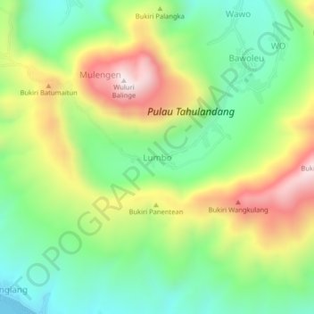 Carte topographique Lumbo, altitude, relief