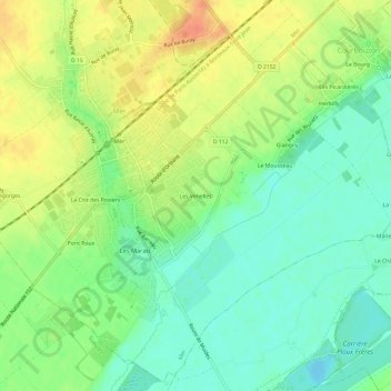 Carte topographique Les Venelles, altitude, relief