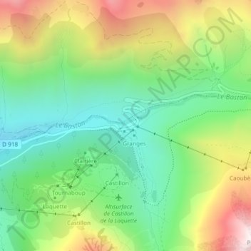 Carte topographique Tournaboup, altitude, relief
