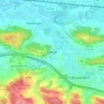 Carte topographique Eistrup, altitude, relief