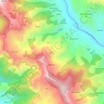 Carte topographique Jaun, altitude, relief