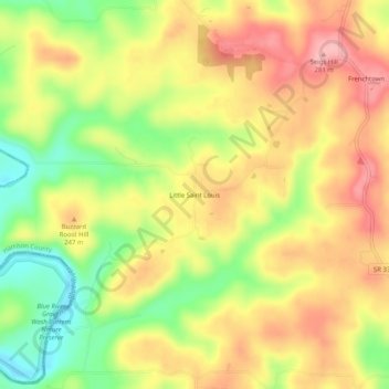 Carte topographique Little Saint Louis, altitude, relief