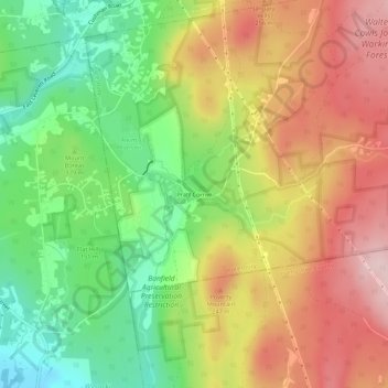Carte topographique Pratt Corner, altitude, relief