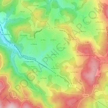 Carte topographique Le Janin, altitude, relief