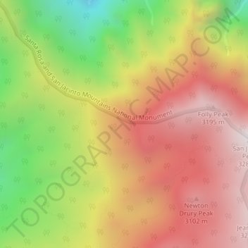Carte topographique San Jacinto Mountains, altitude, relief