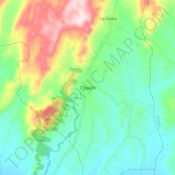 Carte topographique Chalán, altitude, relief