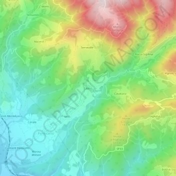 Carte topographique Caprio, altitude, relief