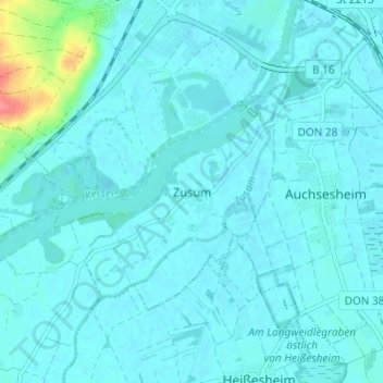 Carte topographique Zusum, altitude, relief