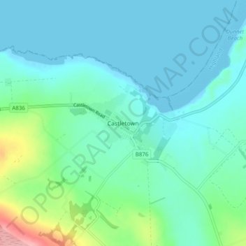 Carte topographique Castletown, altitude, relief