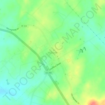 Carte topographique McDade, altitude, relief