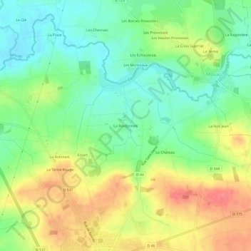 Carte topographique La Boutonnais, altitude, relief